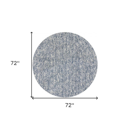 8' Slate Blue And Ivory Abstract Hand Woven Round Rug