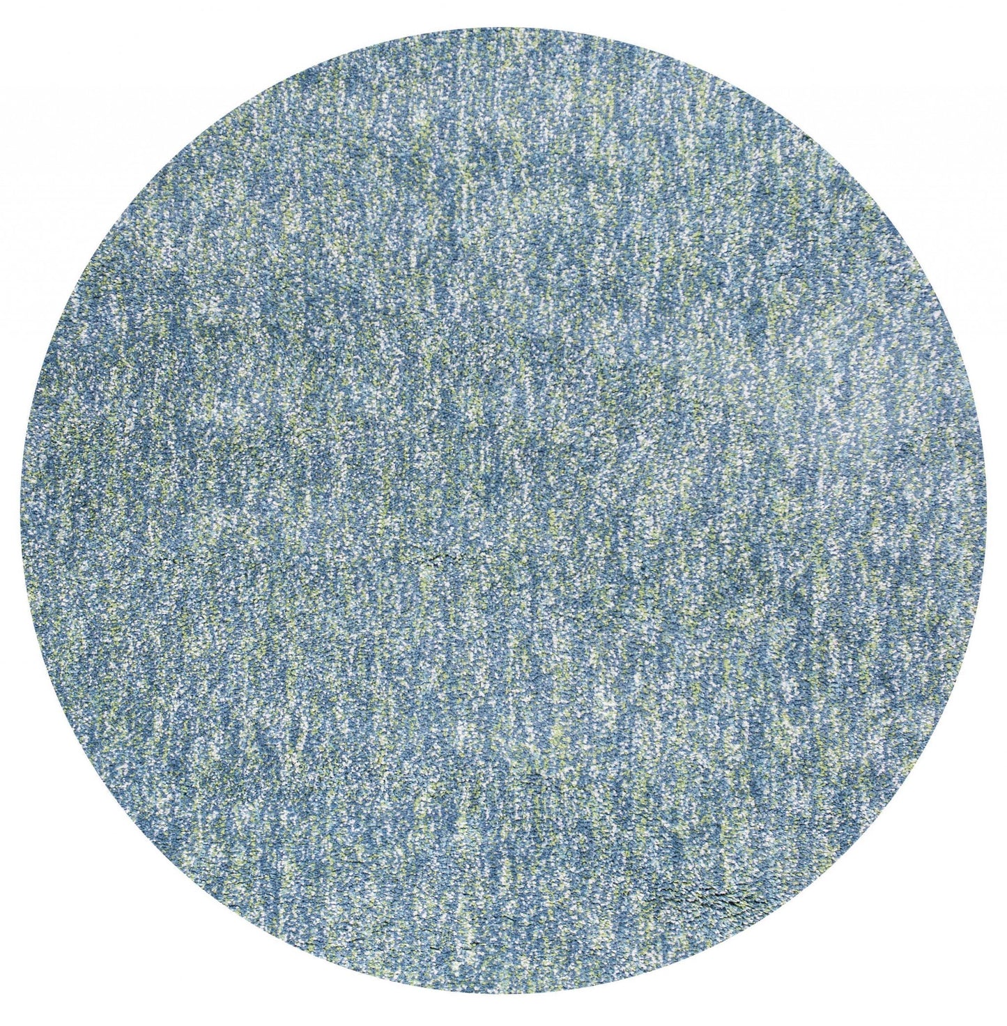 8' Blue And White Abstract Hand Woven Round Rug