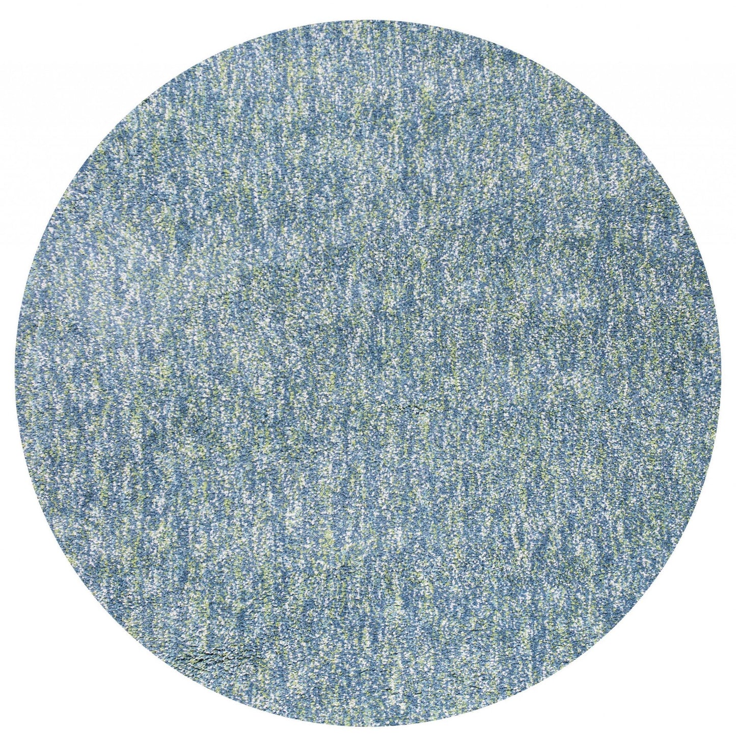 8' Blue And White Abstract Hand Woven Round Rug
