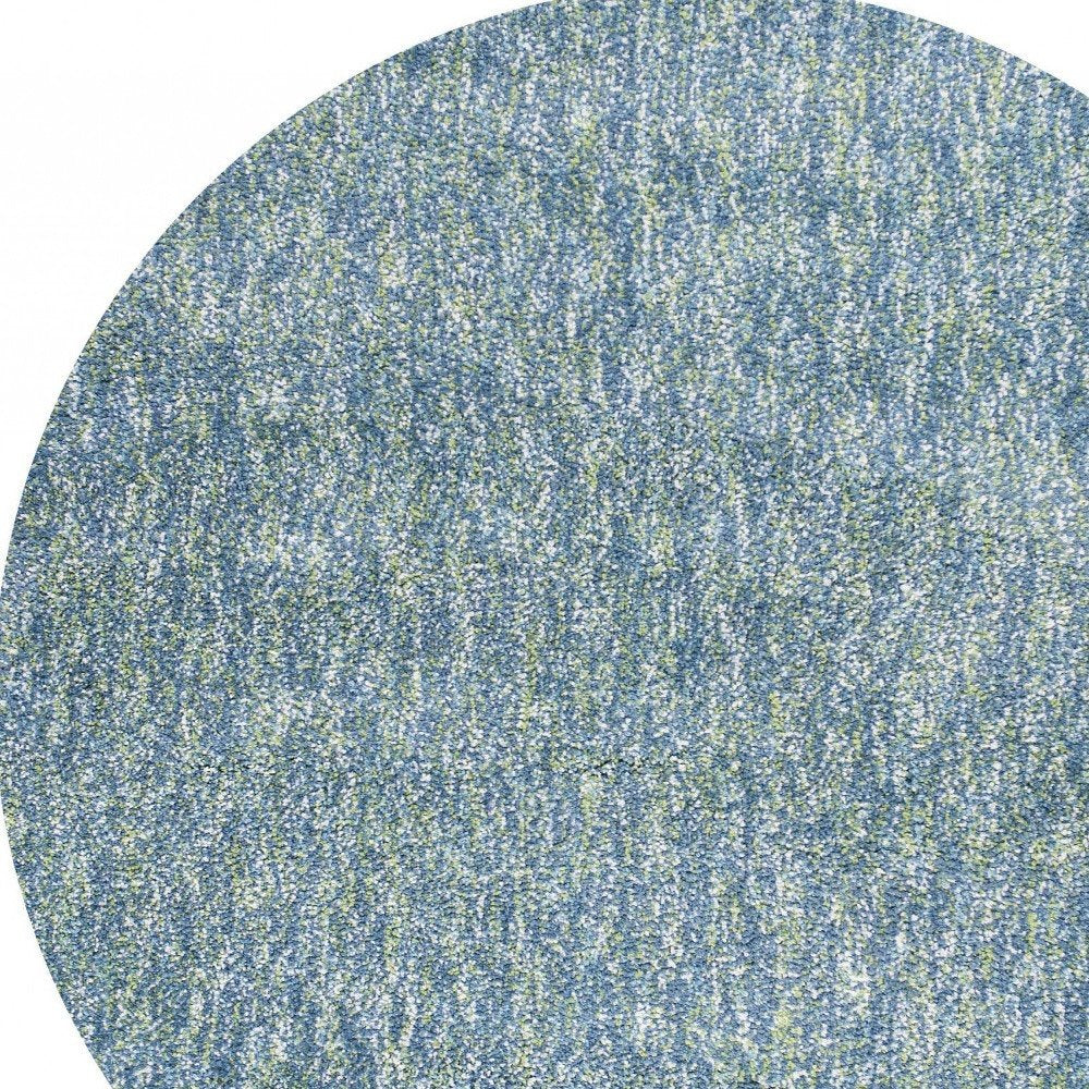8' Blue And White Abstract Hand Woven Round Rug