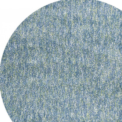 8' Blue And White Abstract Hand Woven Round Rug