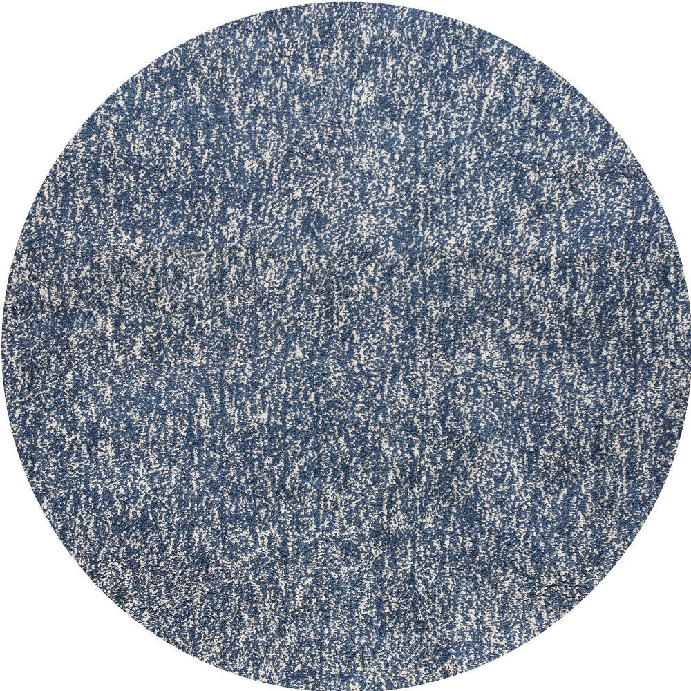 5' X 7' Indigo Ivory Heather Indoor Shag Rug