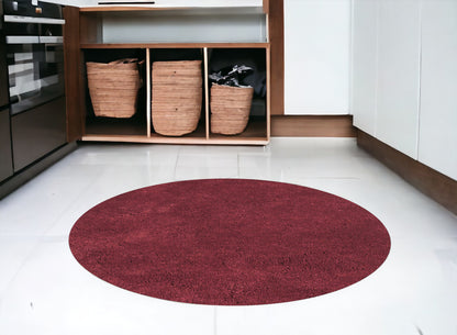 8' Red Round Indoor Shag Rug