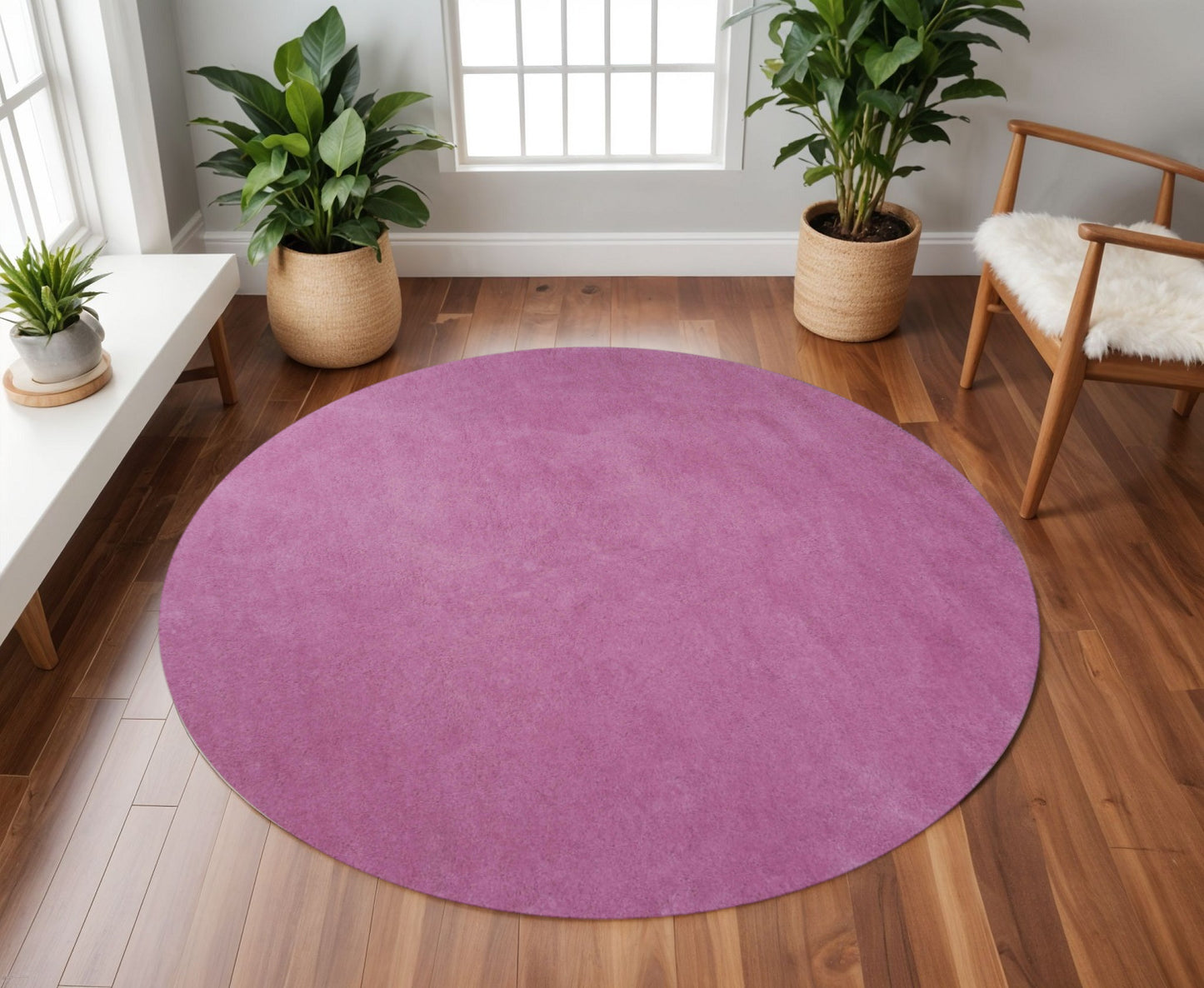 9' X 13' Polyester Hot Pink Area Rug