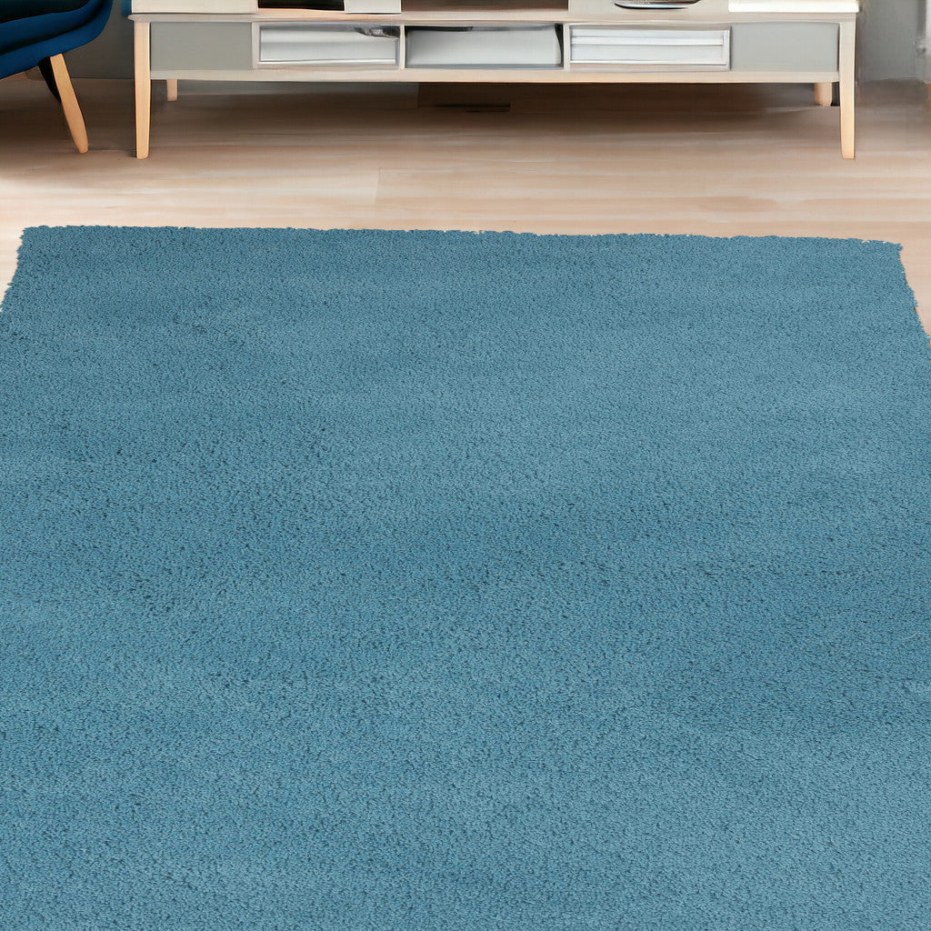 8' Round  Polyester Highlighter Blue Area Rug