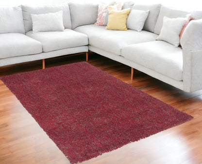 8' Round  Polyester Red Heather Area Rug