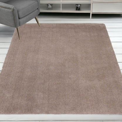 8' Beige Round Indoor Shag Rug