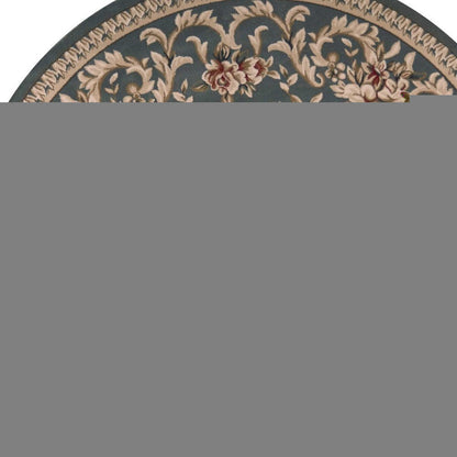 8' X 10' Slate Blue And Red Floral Medallion Area Rug