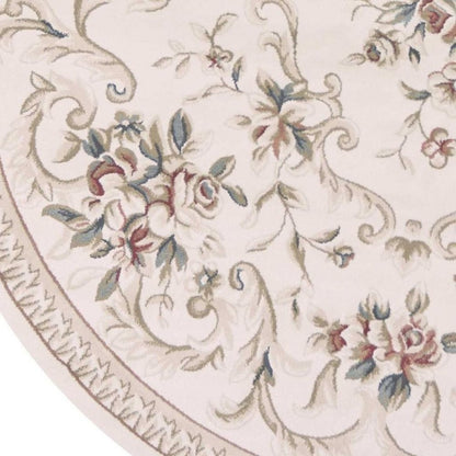 9' X 12' Ivory Red And Green Floral Medallion Area Rug
