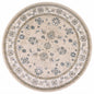 8' Beige And Ivory Floral Medallion Round Rug