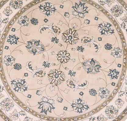 9' X 12' Beige And Ivory Floral Medallion Area Rug