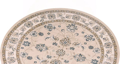 9' X 12' Beige And Ivory Floral Medallion Area Rug