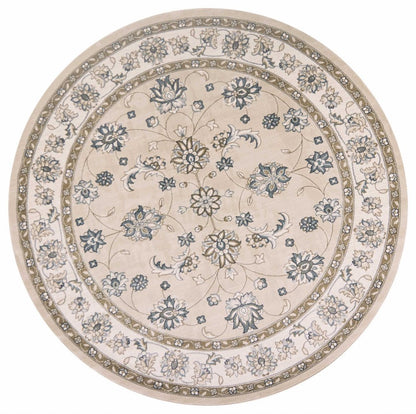 9' X 12' Beige And Ivory Floral Medallion Area Rug