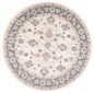 8' Ivory And Gray Floral Medallion Round Rug