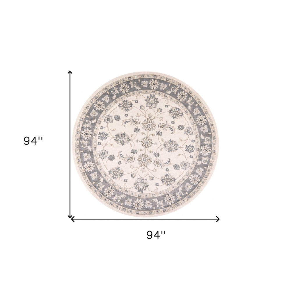 8' X 10' Ivory And Gray Floral Medallion Area Rug