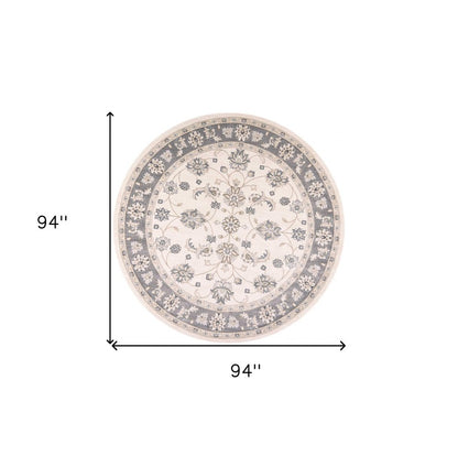 8' X 10' Ivory And Gray Floral Medallion Area Rug