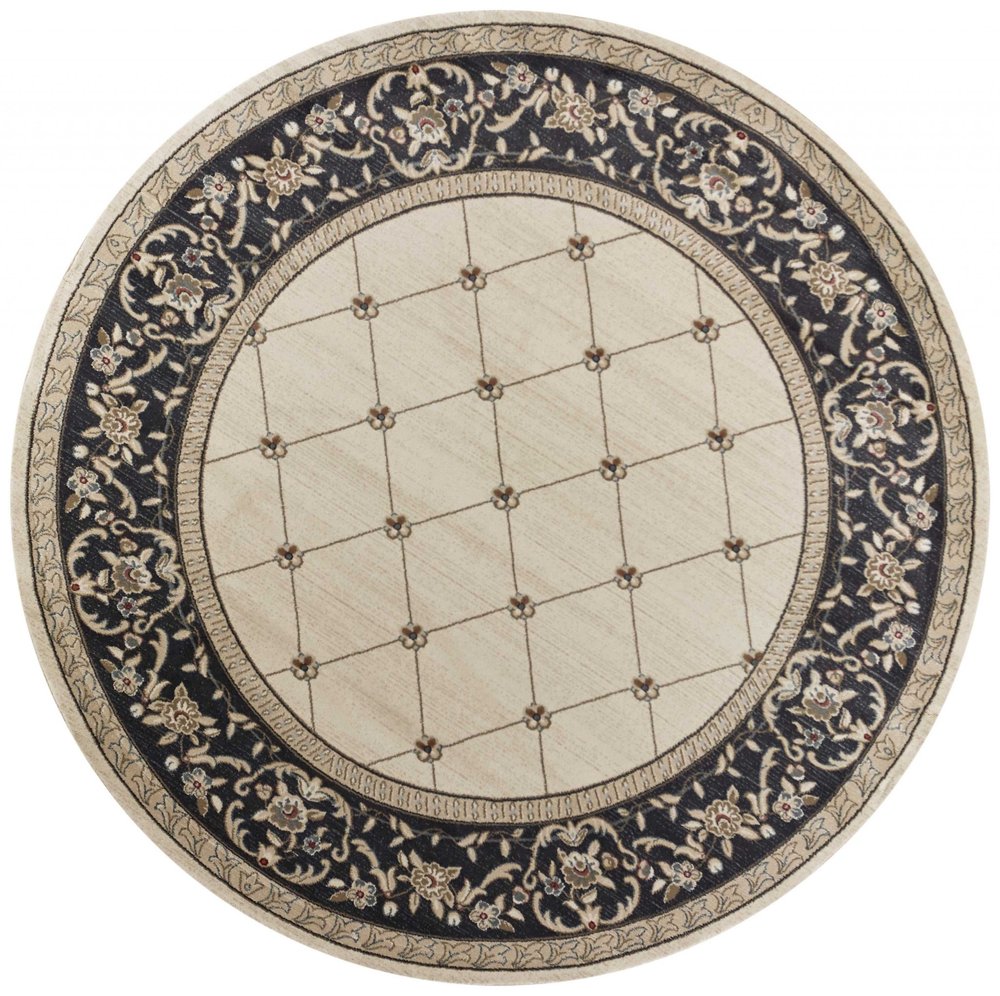 9' X 12' Ivory And Gray Floral Area Rug