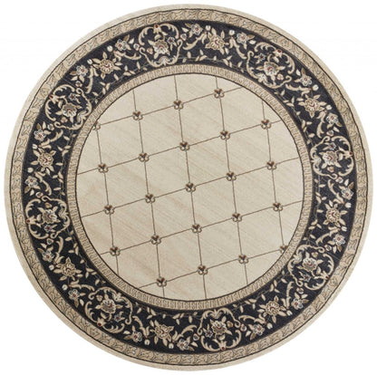 9' X 12' Ivory And Gray Floral Area Rug