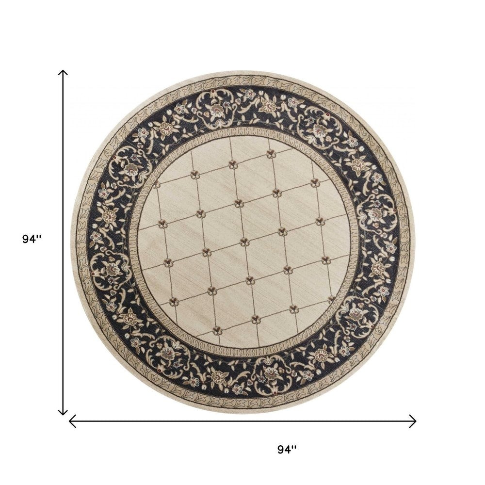 8' X 10' Ivory And Gray Floral Area Rug