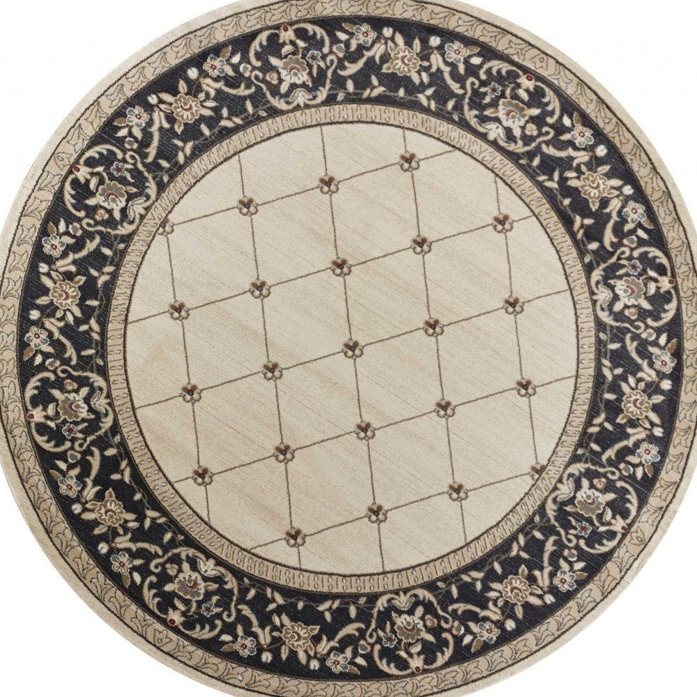 9' X 12' Ivory And Gray Floral Area Rug