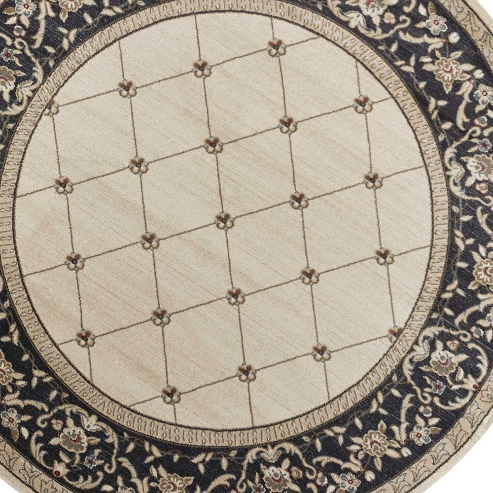 9' X 12' Ivory And Gray Floral Area Rug