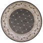 8' Gray And Ivory Floral Round Rug