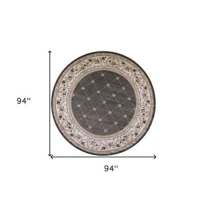 9' X 12' Gray And Ivory Floral Area Rug