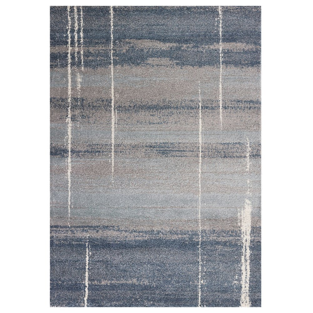5' X 8' Blue And Gray Abstract Area Rug