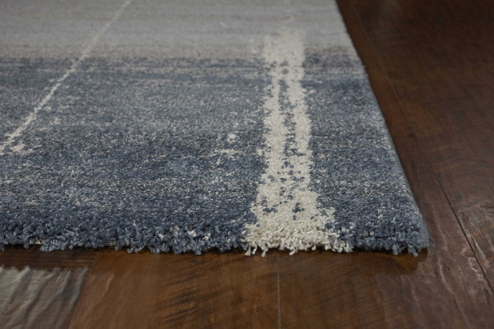 7' X 10' Blue And Gray Abstract Area Rug
