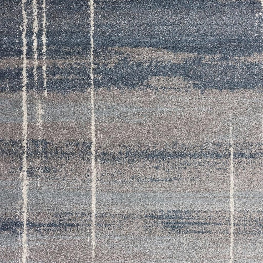 5' X 8' Blue And Gray Abstract Area Rug