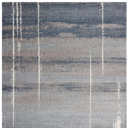 5' X 8' Blue And Gray Abstract Area Rug