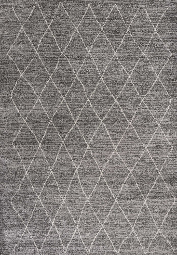 5' X 8' Gray And Ivory Geometric Area Rug
