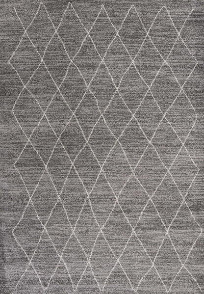 5' X 8' Gray And Ivory Geometric Area Rug
