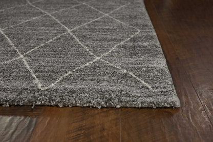 5' X 8' Gray And Ivory Geometric Area Rug