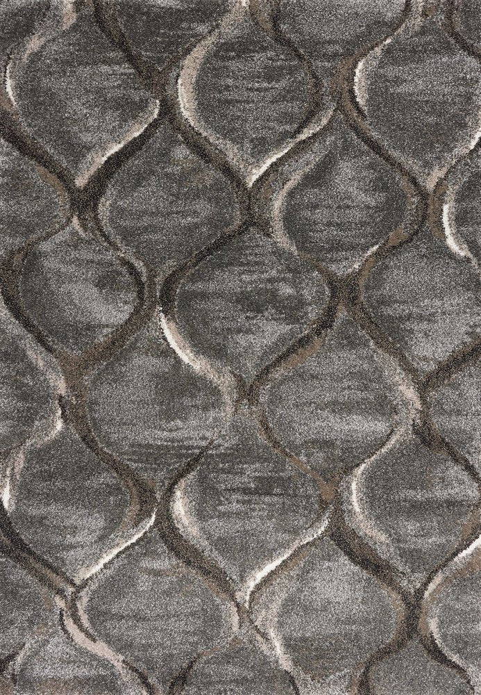 7' X 10' Charcoal And Light Gray Ogee Area Rug