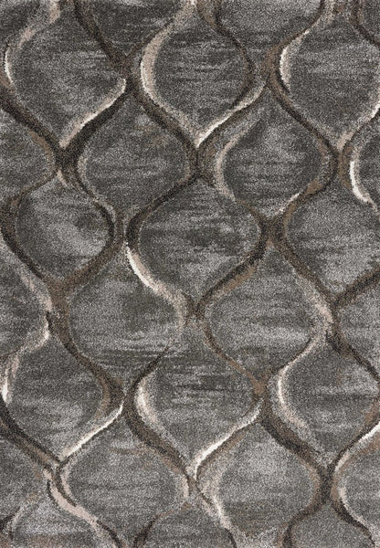 7' X 10' Charcoal And Light Gray Ogee Area Rug