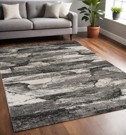 5' X 8' Gray Abstract Area Rug