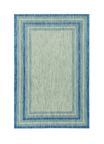8' Blue And Gray Round Striped Indoor Outdoor Area Rug