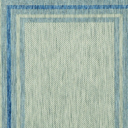 3' X 4' Blue And Green Striped Indoor Outdoor Area Rug
