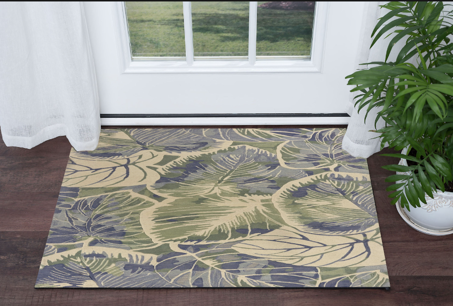 5' X 8' Blue Green Hand Tufted Caladium Indoor Area Rug