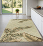 2' X 10' Sage Tropical Leaves Mosaic Wool Indoor Runner Rug