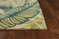 3' X 5' Ivory Teal And Green Wool Tropical Botanical Hand Tufted Area Rug