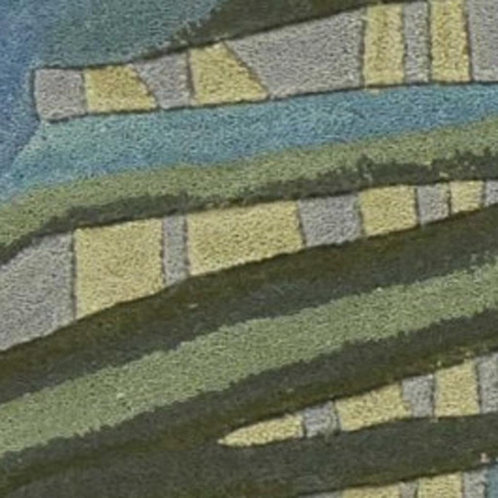 10' Gray And Blue Wool Tropical Botanical Hand Tufted Runner Rug