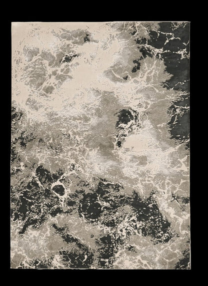 5' X 8' Silver And Black Abstract Area Rug