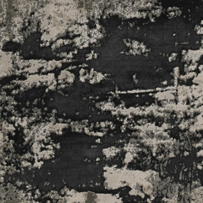 7' X 10' Black And Silver Abstract Area Rug
