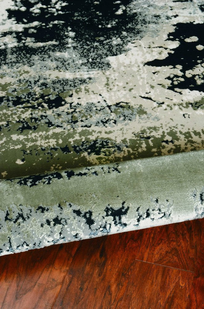 7' X 10' Black And Silver Abstract Area Rug