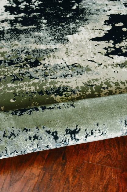 7' X 10' Black And Silver Abstract Area Rug