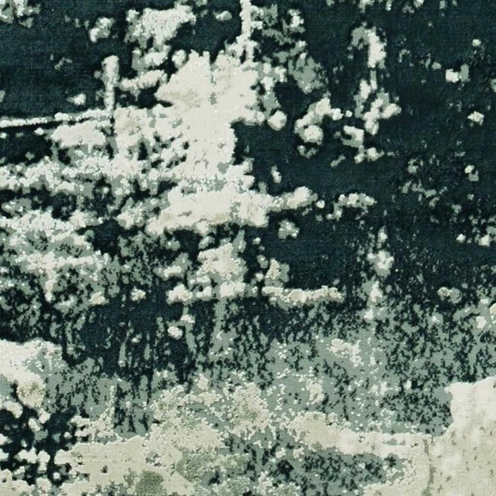 7' X 10' Black And Silver Abstract Area Rug