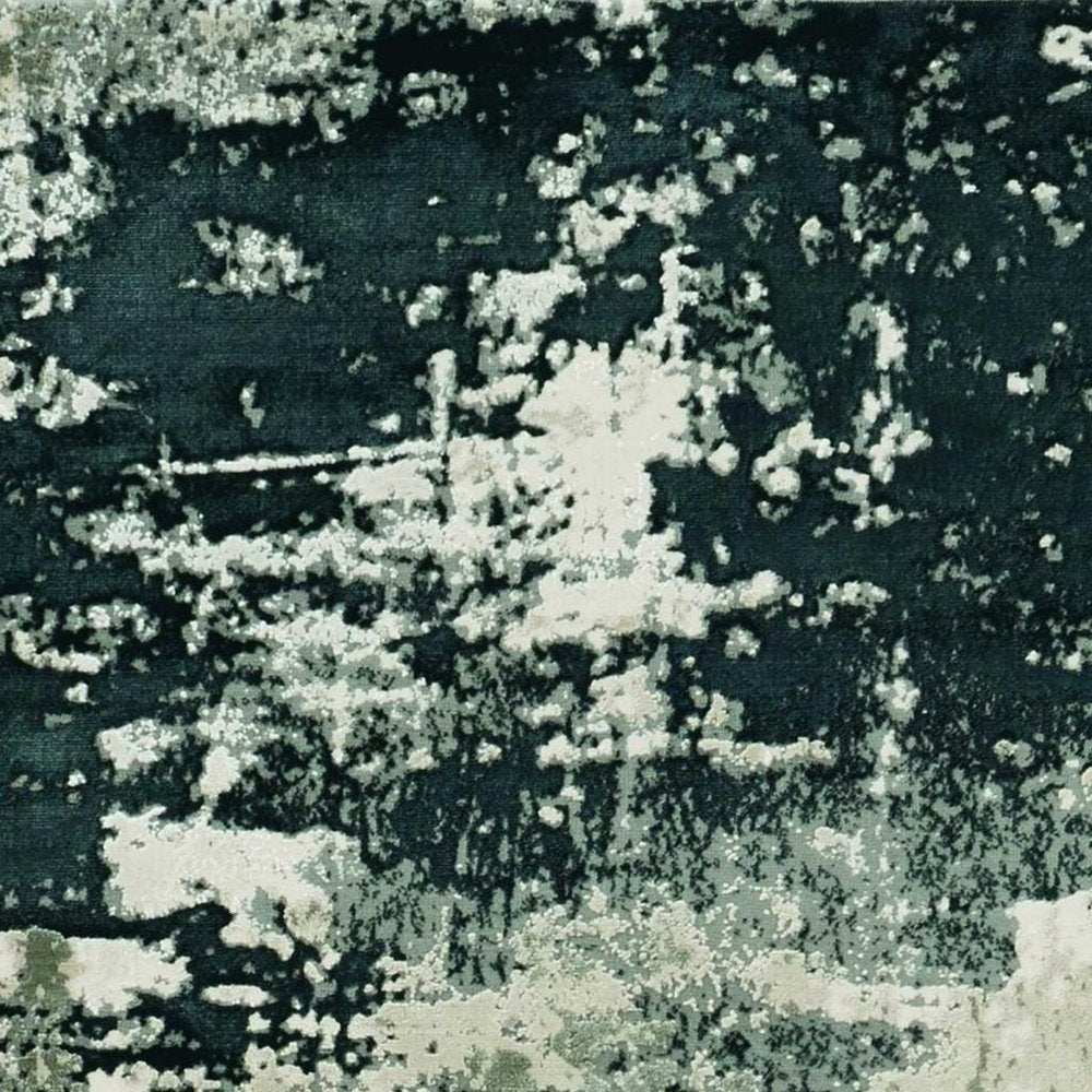 7' X 10' Black And Silver Abstract Area Rug