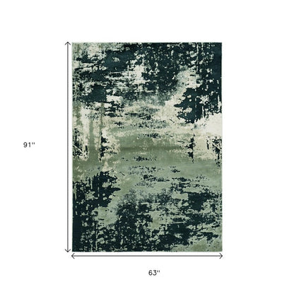 7' X 10' Black And Silver Abstract Area Rug